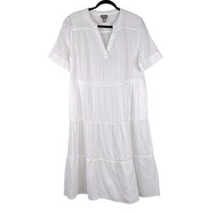 Chico's | Dresses | Chicos White Slub Cotton Minimalist Casual Summer Vneck Maxi  Dress Size Medium | Poshmark